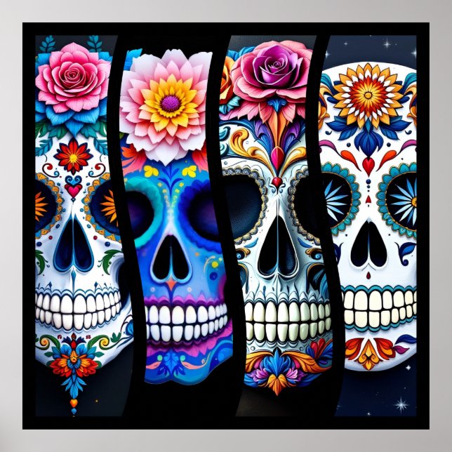 Floral Sugar Skull  Poster (Front)