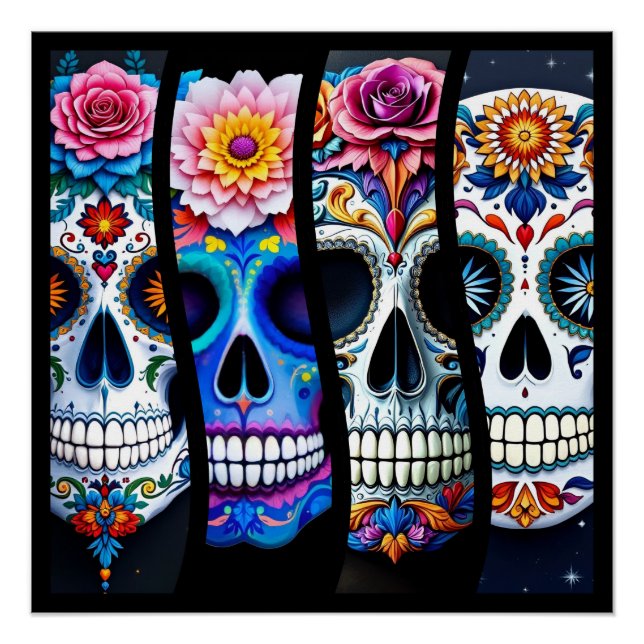 Floral Sugar Skull  Poster (Front)