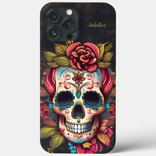 Floral Sugar Skull Quinceanera Birthday Case-Mate iPhone Case (Back)