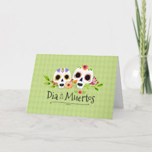 Floral Sugar Skulls Dia de Muertos Greeting Card