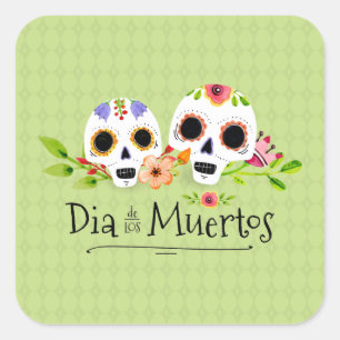 Floral Sugar Skulls Dia de Muertos Sticker