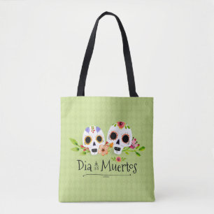 Floral Sugar Skulls Dia de Muertos   Tote Bag