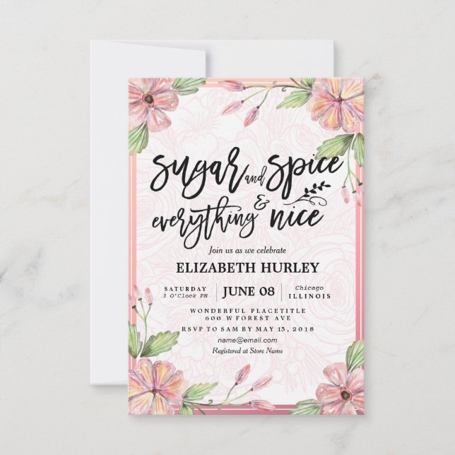 Floral Sugar & Spice & Everything Nice Baby Shower Invitation (Front)
