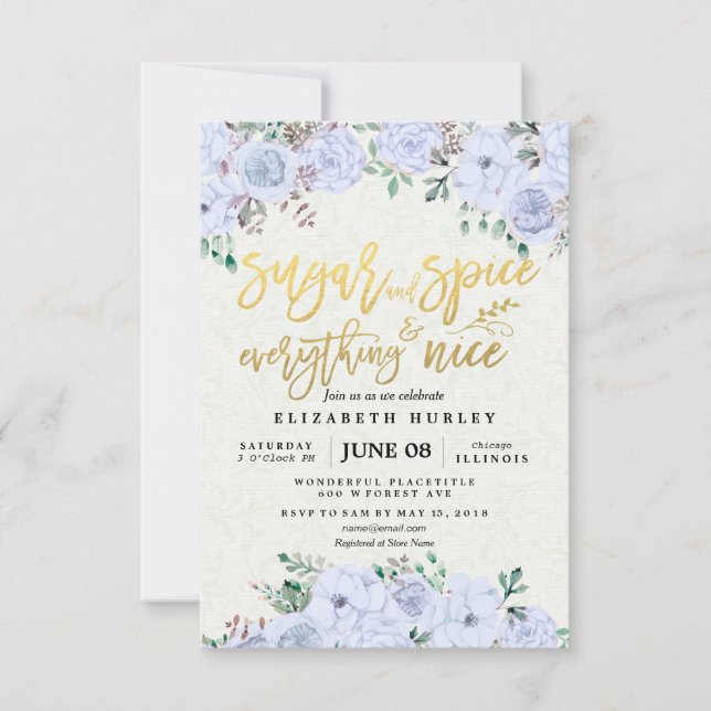 Floral Sugar & Spice & Everything Nice Baby Shower Invitation (Front)