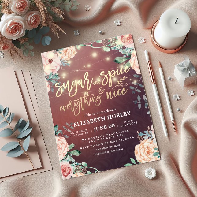 Floral Sugar & Spice & Everything Nice Baby Shower Invitation (Creator Uploaded)