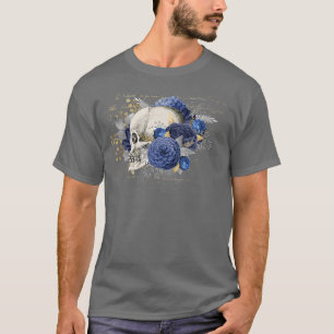Floral sugar with blue flowers, Day of Dead Art N T-Shirt