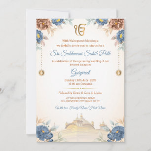 Floral Sukhmani Sahib Path Invitation Card