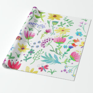 floral summer background of colourful flowers wrapping paper