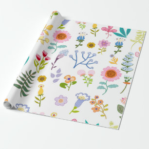 floral summer botanical background wrapping paper