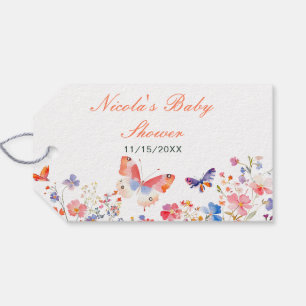 Floral Summer Butterfly Baby Shower Gift Tags