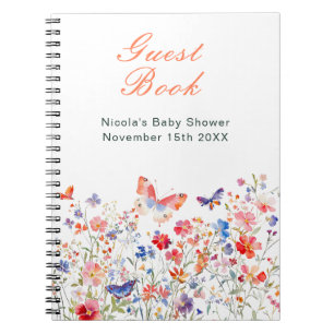 Floral Summer Butterfly Baby Shower Guest Book