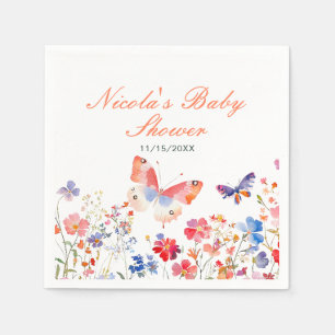 Floral Summer Butterfly Baby Shower Napkin