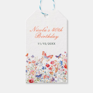 Floral Summer Butterfly Birthday Gift Tags