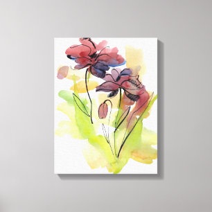 Floral summer design with hand-painted abstract 2 canvas print