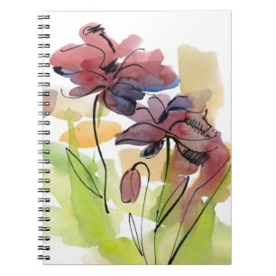 Floral summer design with hand-painted abstract 2 notebook