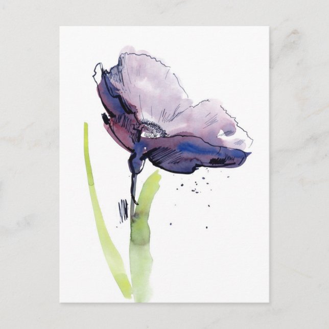 Floral summer design with hand-painted abstract postcard (Front)