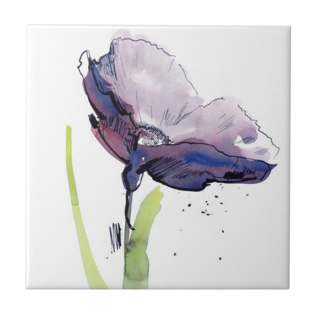 Floral summer design with hand-painted abstract tile (Front)