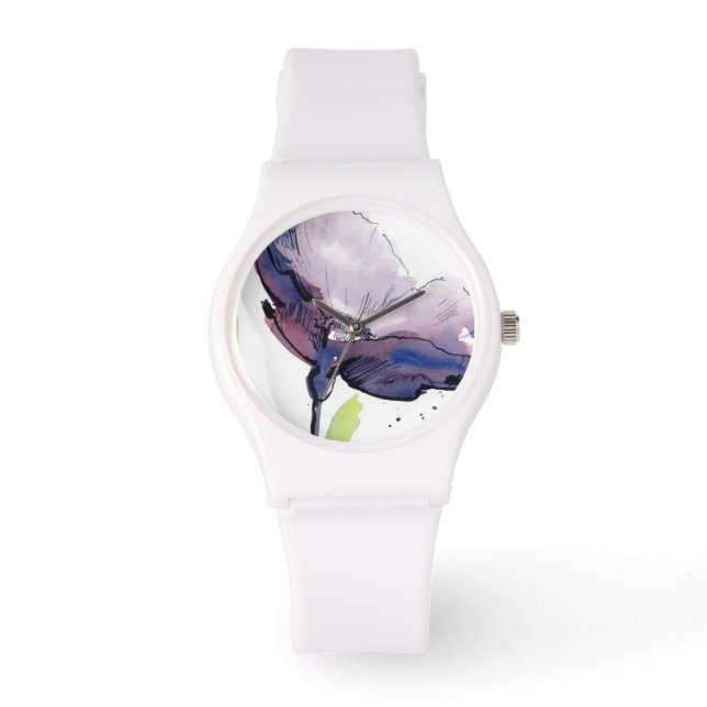 Floral summer design with hand-painted abstract watch (Front)