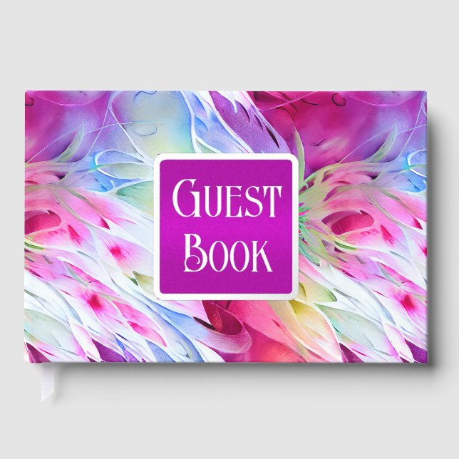 Floral summer flower elegant whimsical abstract  guest book (Front)