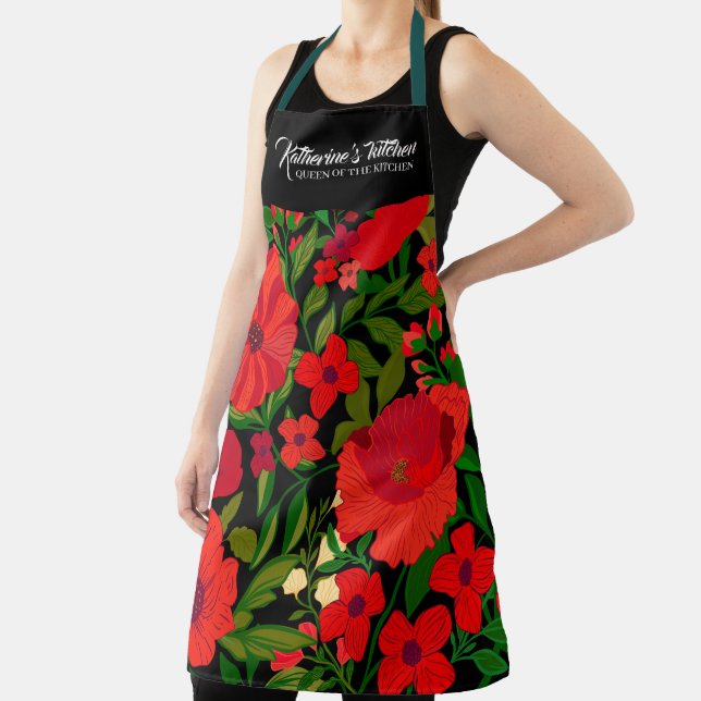 Floral Summer lemon citrus personalised name  Apron (Insitu)