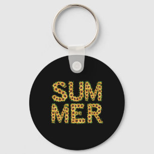 Floral Summer Letter - Summertime With Watercolor Key Ring