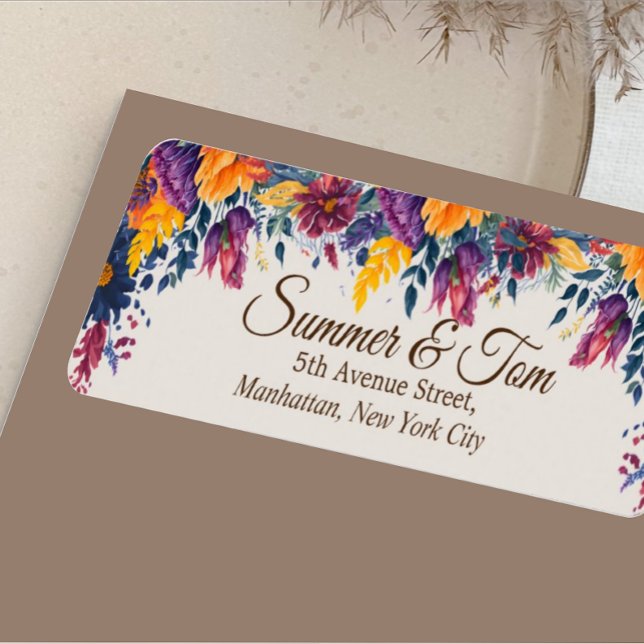 Floral Summer Modern Style Wedding Return Address  (Creator Uploaded)