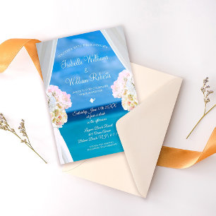 Floral Summer Ocean Tropical Beach Wedding Invitation