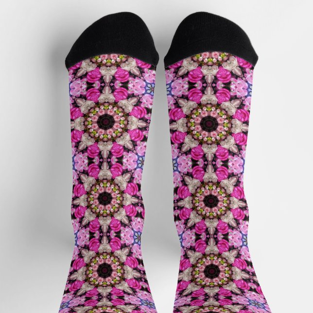 Floral summer pink pattern socks (Top)