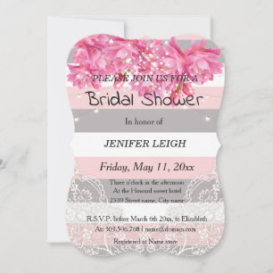 Floral summer wedding in pink bridal shower invitation