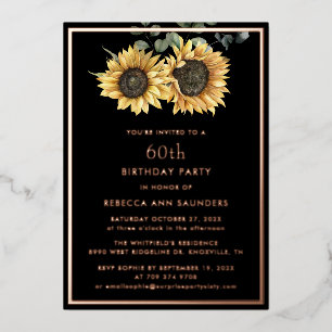 Floral Sunflower 60th Birthday Party Gold