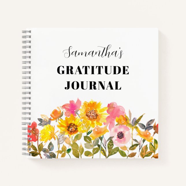  Floral Sunflower Botanical Name Gratitude Journal (Front)