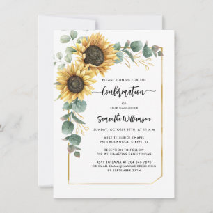 Floral Sunflower Confirmation Invitation