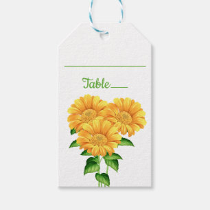 Floral Sunflower Escort Table Card Green Wedding Gift Tags
