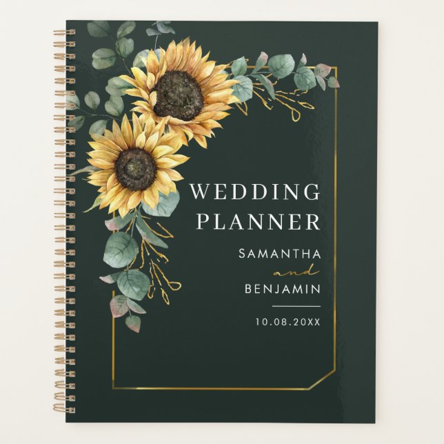 Floral Sunflower Eucalyptus Botanical Wedding Planner (Front)