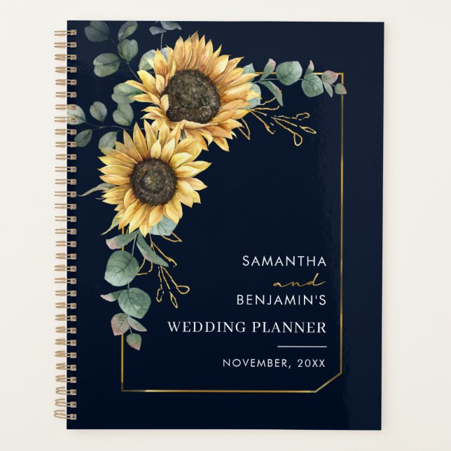 Floral Sunflower Eucalyptus Botanical Wedding Planner (Front)