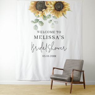 Floral Sunflower Eucalyptus Bridal Shower Backdrop Tapestry