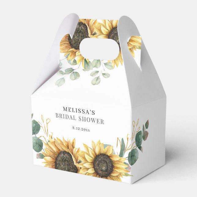 Floral Sunflower Eucalyptus Bridal Shower Favour Box (Front Side)