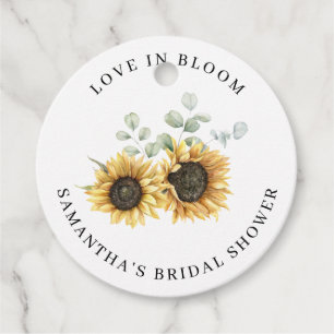 Floral Sunflower Eucalyptus Bridal Shower Favour Tags