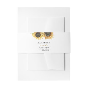 Floral Sunflower Eucalyptus Foliage Wedding Invitation Belly Band