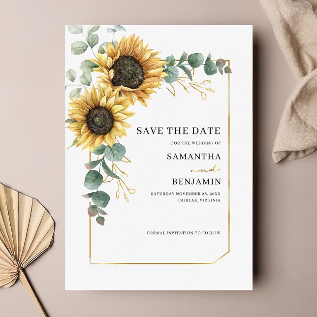 Floral Sunflower Eucalyptus Greenery Save The Date (Creator Uploaded)
