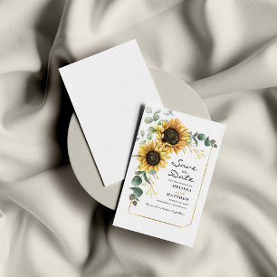 Floral Sunflower Eucalyptus Save The Date Card
