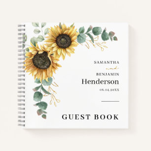 Floral Sunflower Eucalyptus Wedding Guest Book
