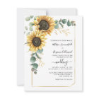 Floral Sunflower Eucalyptus Wedding Invitation