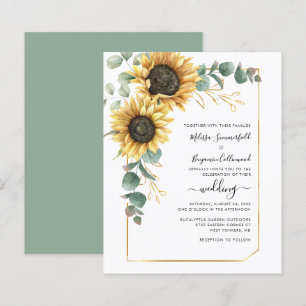Floral Sunflower Eucalyptus Wedding Invitation