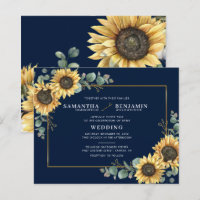 Floral Sunflower Eucalyptus Wedding Invitation