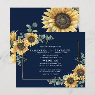 Floral Sunflower Eucalyptus Wedding Invitation