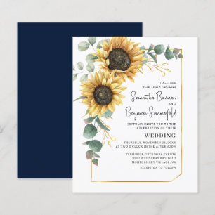 Floral Sunflower Eucalyptus Wedding Invitation