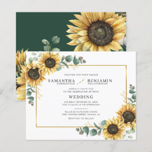 Floral Sunflower Eucalyptus Wedding Invitation