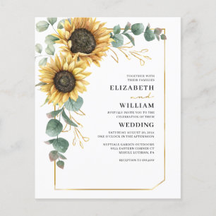 Floral Sunflower Eucalyptus Wedding Invitation Flyer