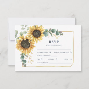 Floral Sunflower Eucalyptus Wedding RSVP Card